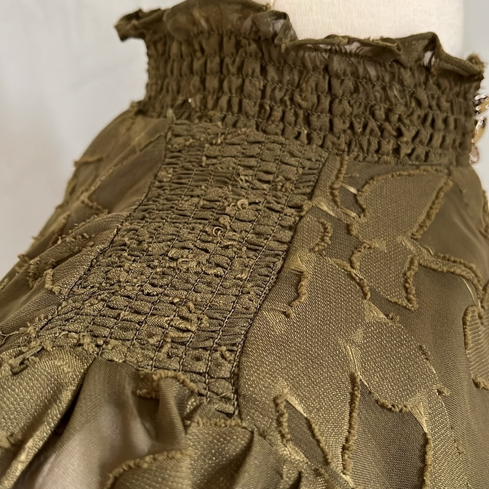 Tommy Hilfiger Army green pullover floral chiffon dress w/long sleeves Size 2 - Picture 10 of 14